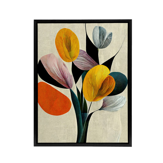 Abstract Flower Bouquet Floral Black Framed Canvas Wall Art Print