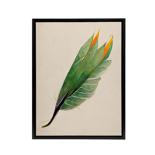 Bird Of Paradise Leaf Botanical Black Framed Canvas Wall Art Print