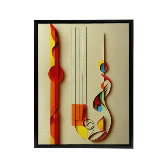 Abstract Musical Symbols Clefs Music Black Framed Canvas Wall Art Print