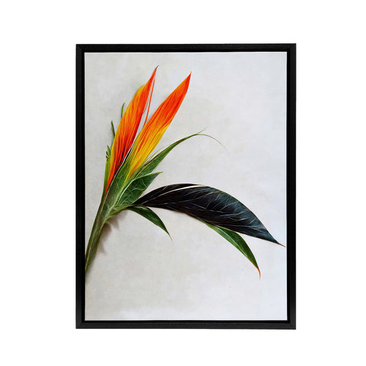 Bird Of Paradise Tropical Flower Black Framed Canvas Wall Art Print
