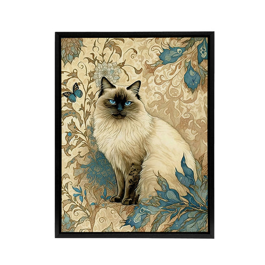 Ragdoll Cat Modern Art Nouveau Black Framed Canvas Wall Art Print