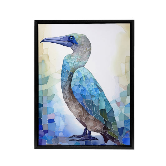 Blue Footed Booby Bird Collage Black Framed Canvas Wall Art Print