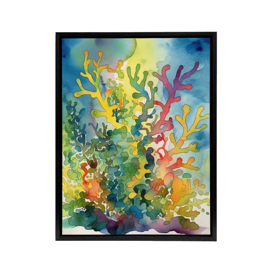 Staghorn Coral Reef Folk Art Wall Black Framed Canvas Wall Art Print