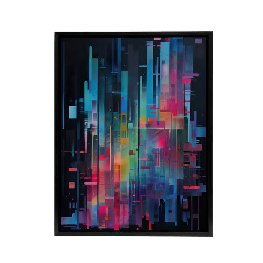Modern Abstract Geometric Cityscape Black Framed Canvas Wall Art Print