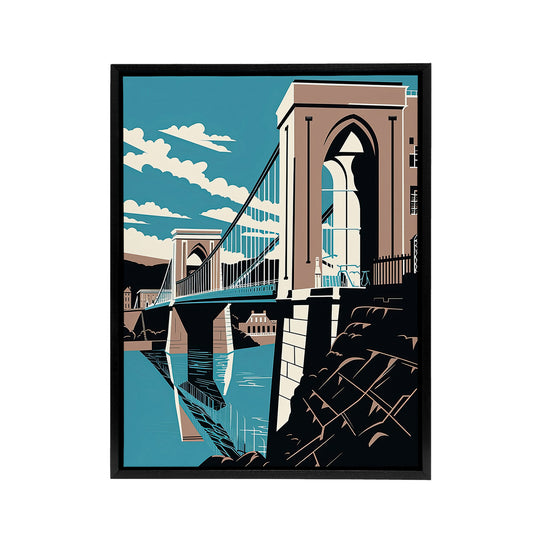 Clifton Suspension Bridge Modern Black Framed Canvas Wall Art Print