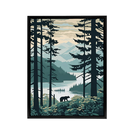 Great Bear Rainforest Coastal Landscape Black Framed Canvas Wall Art Print