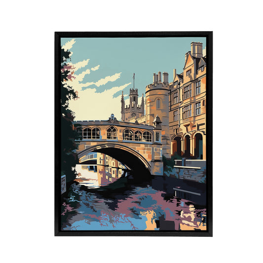 Bridge Of Sighs Cambridge Cam River Black Framed Canvas Wall Art Print