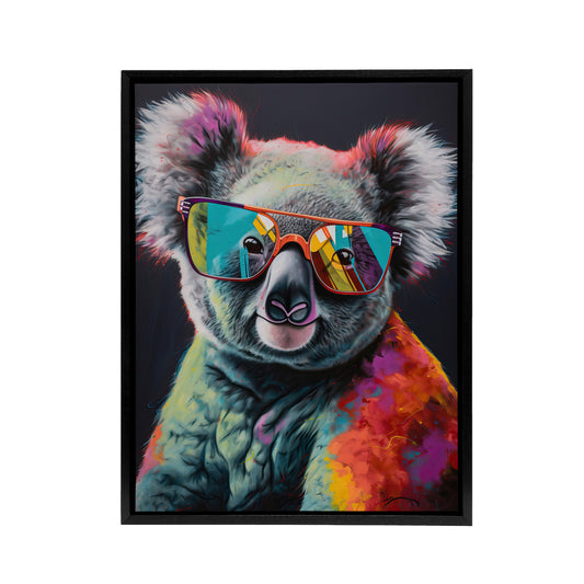 Koala Bear With Sunglasses Modern Black Framed Canvas Wall Art Print