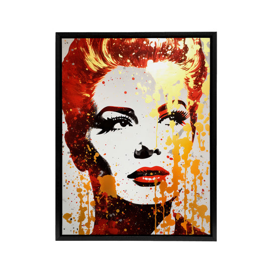 Woman With Red Lipstick Retro Glam Black Framed Canvas Wall Art Print