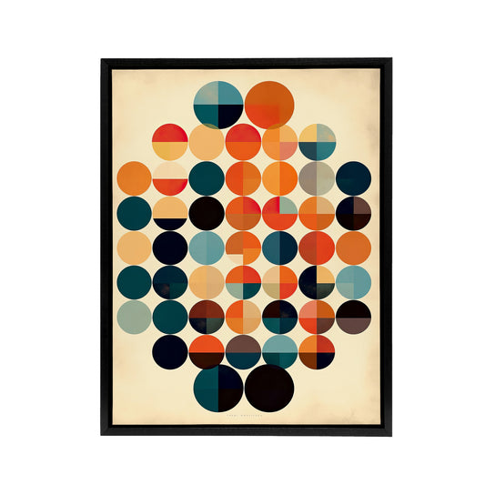 Minimalist Circles Bauhaus Geometric Black Framed Canvas Wall Art Print