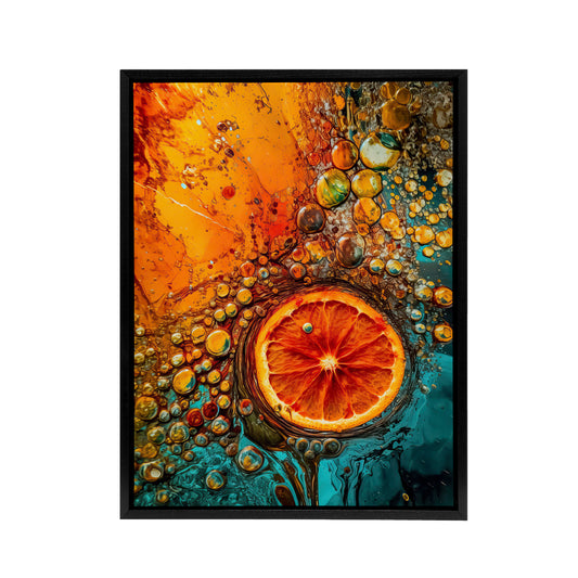 Dried Fruit Slice Abstract Kitchen Decor Black Framed Canvas Art Print