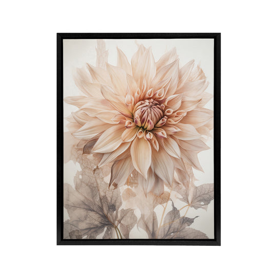 Elegant Dahlia Flower Floral Black Framed Canvas Wall Art Print