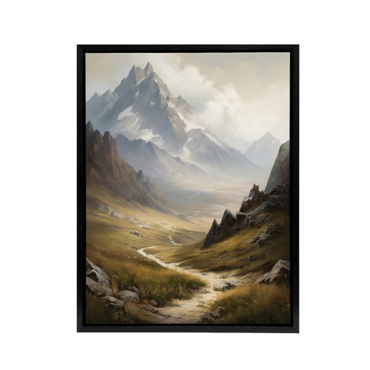 Alps Path Switzerland Mountain Landscape Black Framed Canvas Art Print