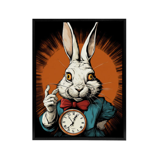 Alice Adventures In Wonderland White Rabbit Black Framed Canvas Art Print