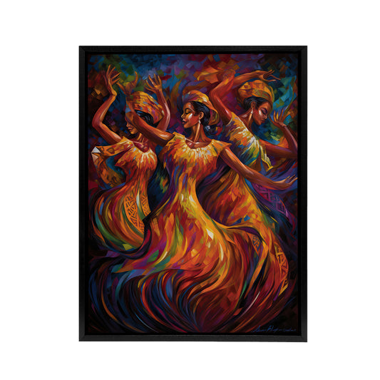 Latino Salsa Music Dance Colourful Black Framed Canvas Abstract Art Print