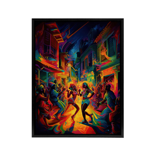 Reggaeton Music Urban Street Dance Black Framed Canvas Wall Art Print