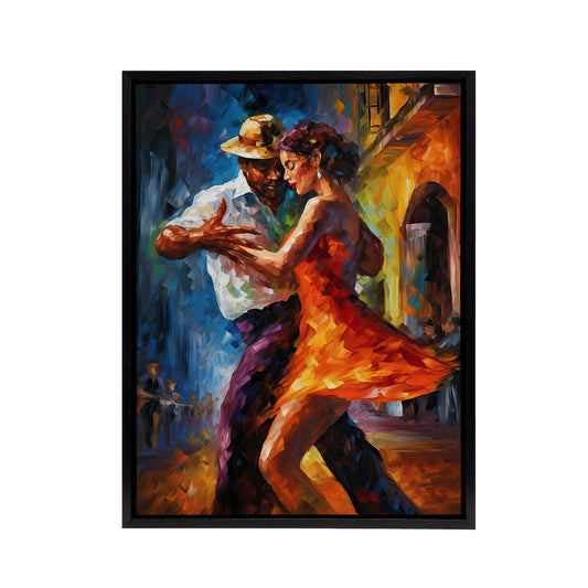 Salsa Street Dance Colourful Dancing Black Framed Canvas Wall Art Print