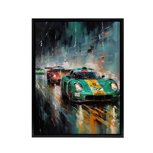 Sports Car Racing Motorsport Race Black Framed Canvas Wall Art Print