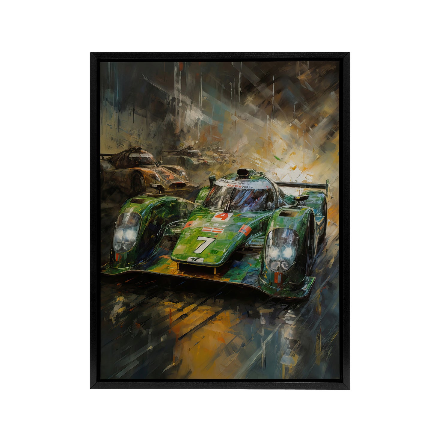 Futuristic Motorsport Car Racing Black Framed Canvas Wall Art Print