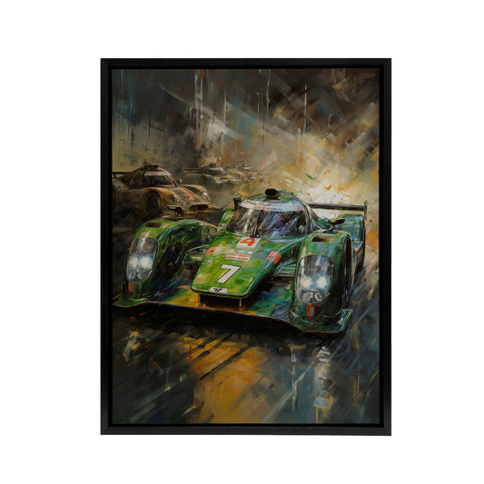 Futuristic Motorsport Car Racing Black Framed Canvas Wall Art Print