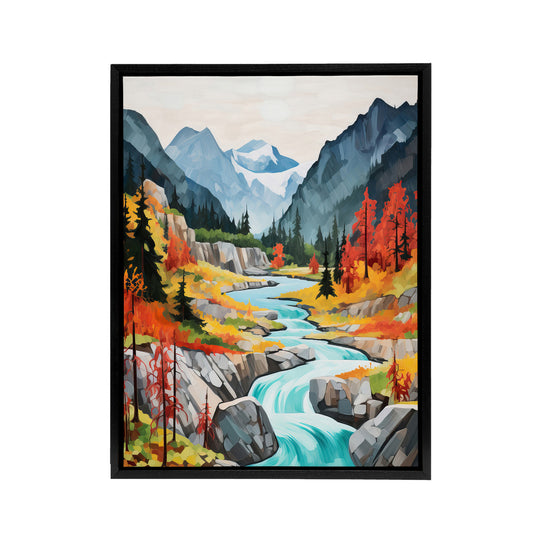 Jiuzhaigou Valley Chinese Landscape Black Framed Canvas Wall Art Print