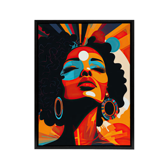 Modern Abstract African Art Colourful Black Framed Canvas Wall Art Print