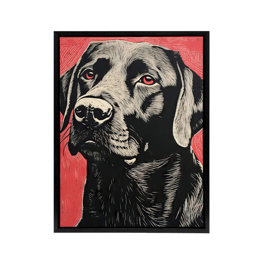 Labrador Dog Lab Pet Portrait Black Framed Canvas Wall Art Print