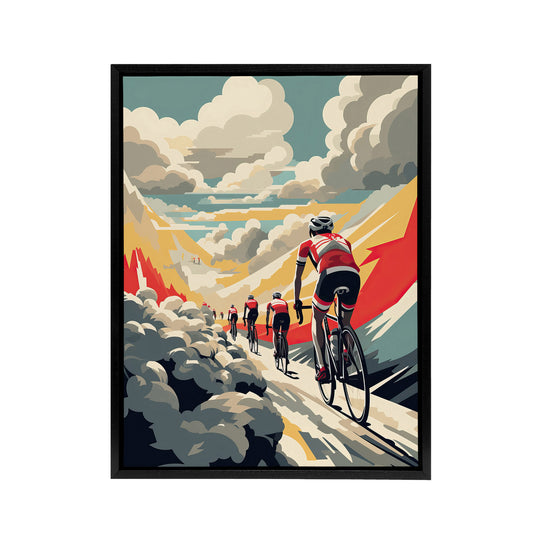 Paris Roubaix Cycling Race Sport Black Framed Canvas Wall Art Print