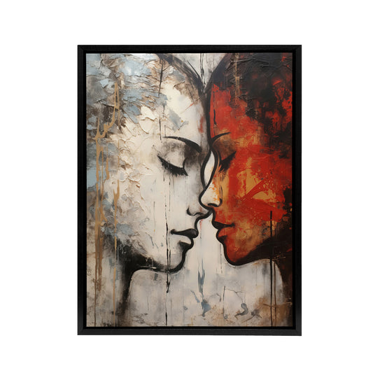 Love And Affection Lesbian Couple Black Framed Canvas Wall Art Print