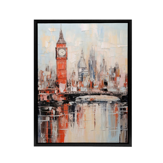 London Big Ben England Skyline Black Framed Canvas Abstract Wall Art Print
