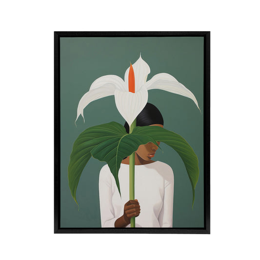 Giant Peace Lily Plant Lover Black Framed Canvas Wall Art Print
