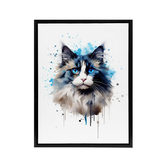 Ragdoll Cat Lovers Pet Portrait Black Framed Canvas Wall Art Print