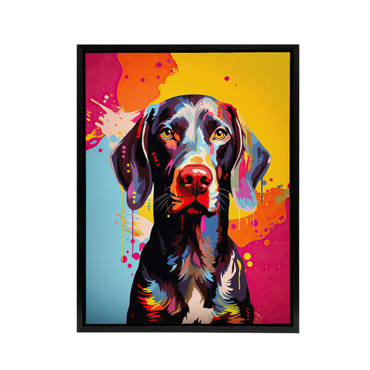 German Shorthaired Pointer Dog Portrait Black Framed Canvas Wall Art Print