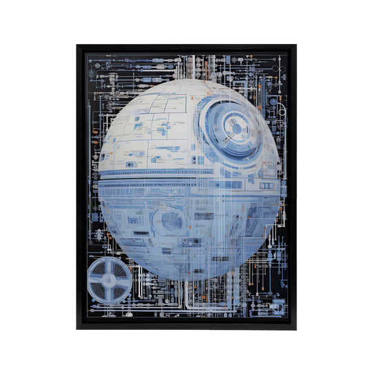 Dark Side Engineering Death Star Black Framed Canvas Wall Art Print