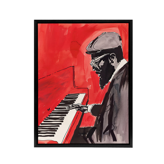 Thelonious Monk Jazz Piano Music Black Framed Canvas Wall Art Print