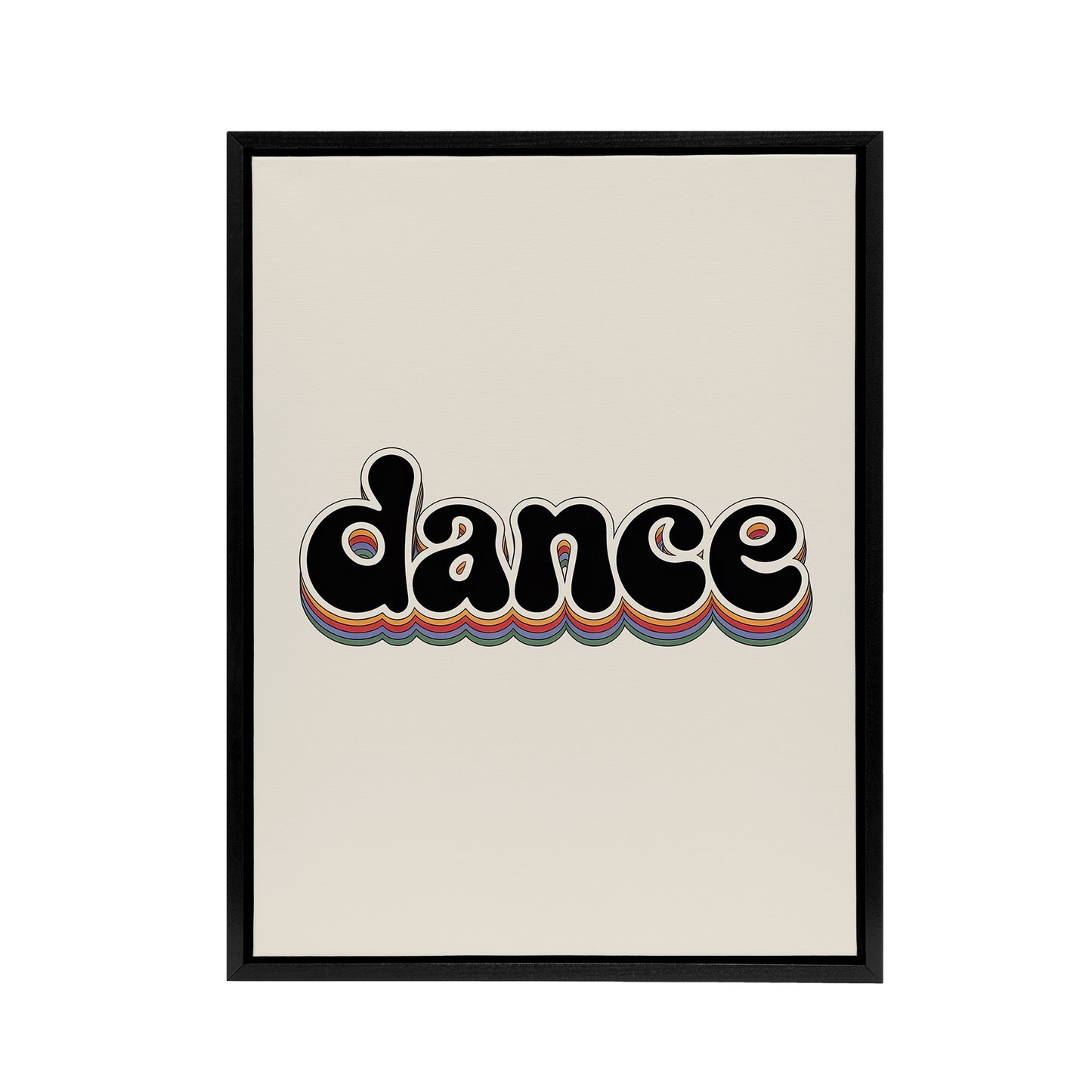 Dance Colourful Retro Rainbow Font Typography Framed Canvas Art Print