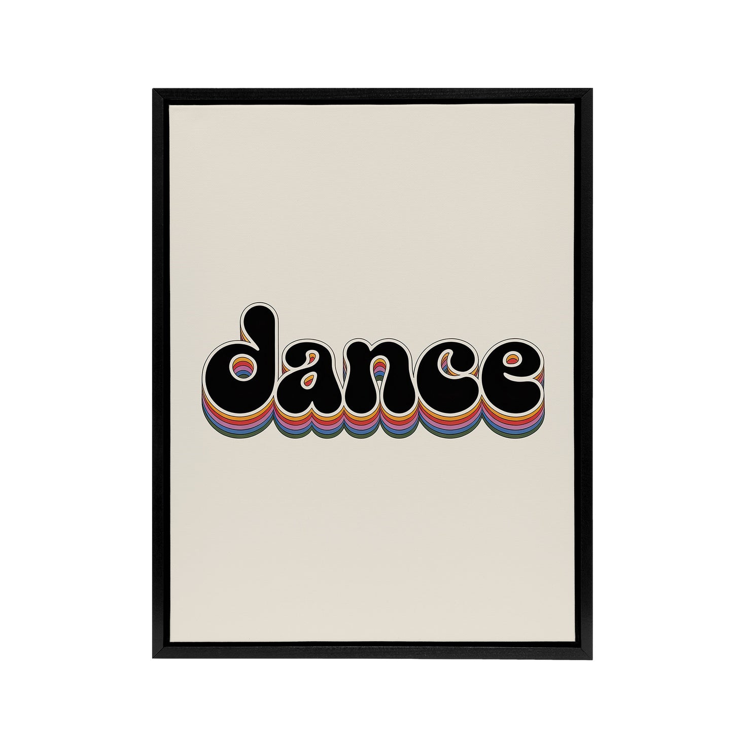 Dance Funky Rainbow Retro Font Typography Word Framed Canvas Art Print