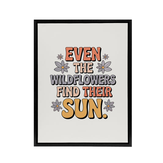 Even Wildflowers Find Their Sun Retro Floral Framed Canvas Art Print