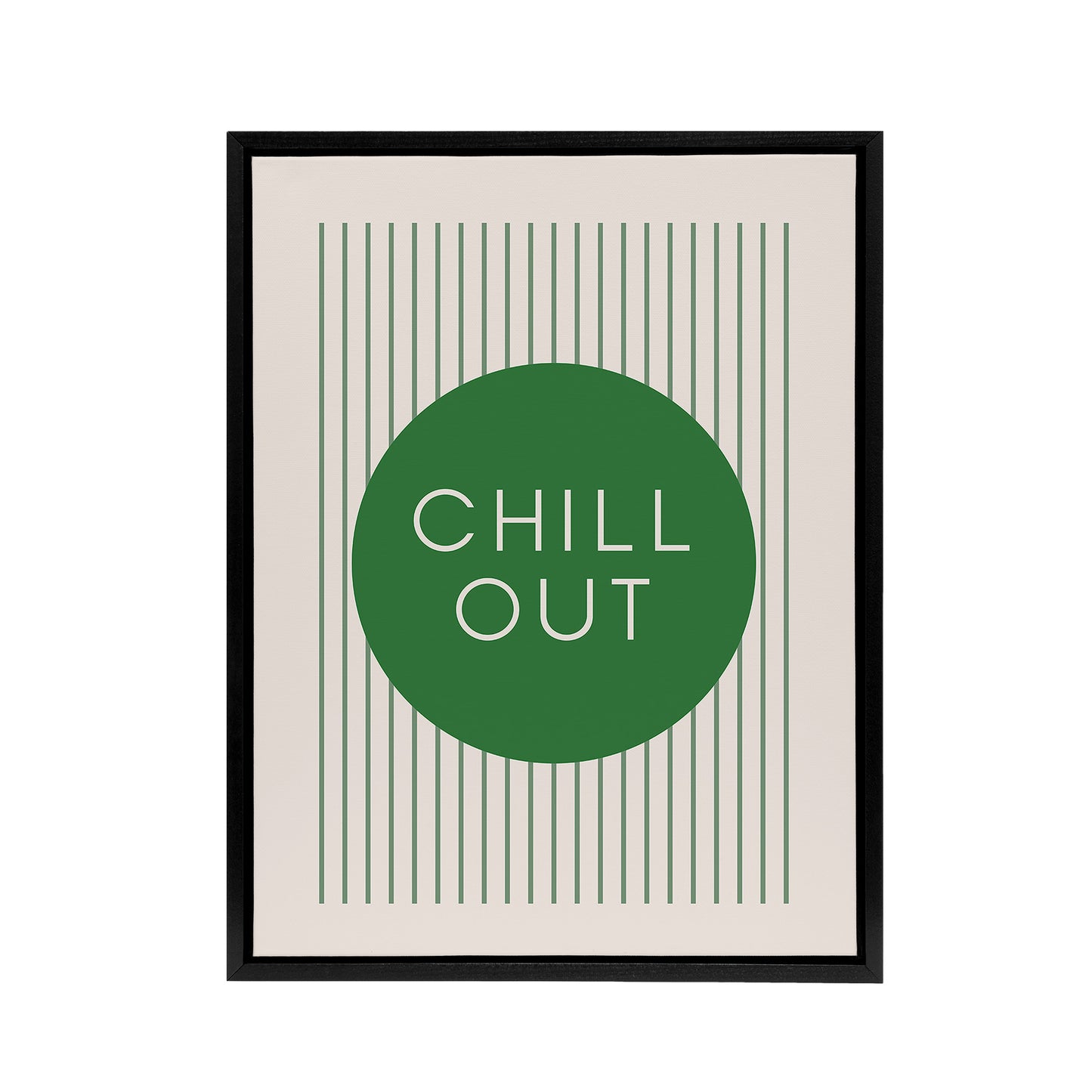 Chill Out Relax Green Circle Stripes Design Black Framed Canvas Art Print