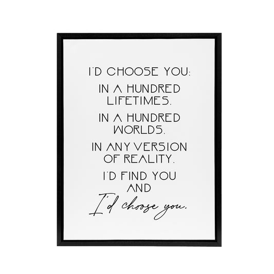 Would Choose You In Hundred Lifetimes Love Modern Framed Canvas Art Print