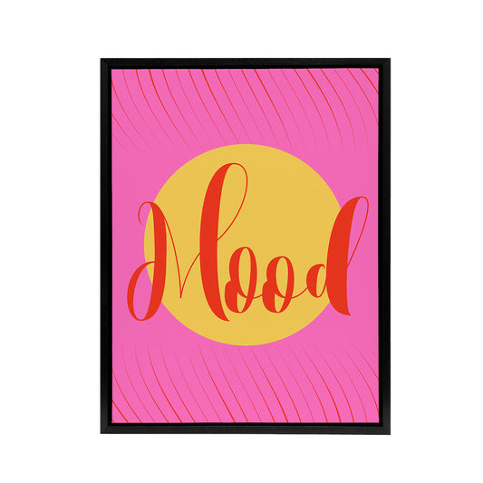 Mood Sunset Pink Yellow Decorative Design Black Framed Canvas Art Print