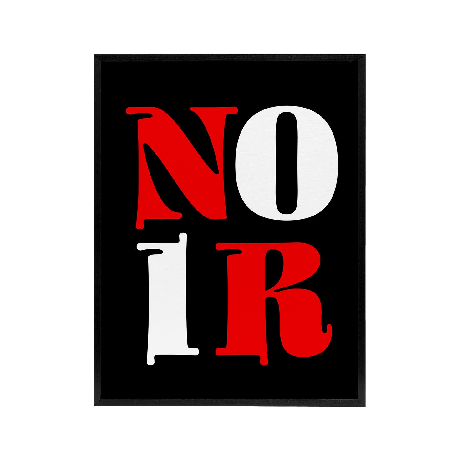 Noir Letters Red White Black Bold Modern Black Framed Canvas Art Print