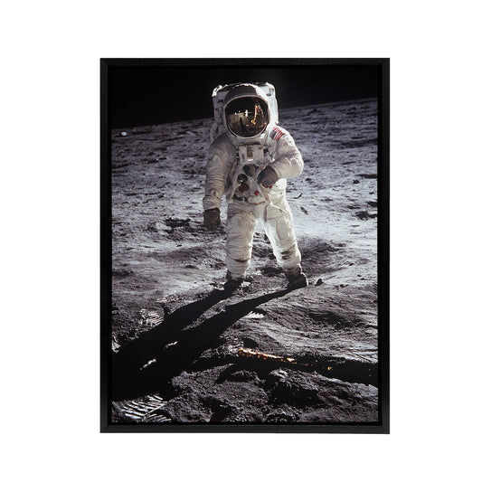 Apollo 11 Moon Landing Astronaut Buzz Aldrin Black Framed Canvas Wall Art