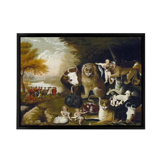 Edward Hicks The Peaceable Kingdom Black Framed Canvas Wall Art Print