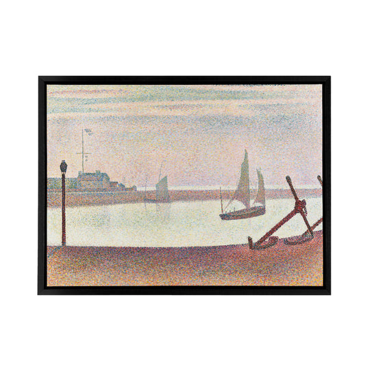 Georges Seurat The Channel At Gravelines Black Framed Canvas Art Print