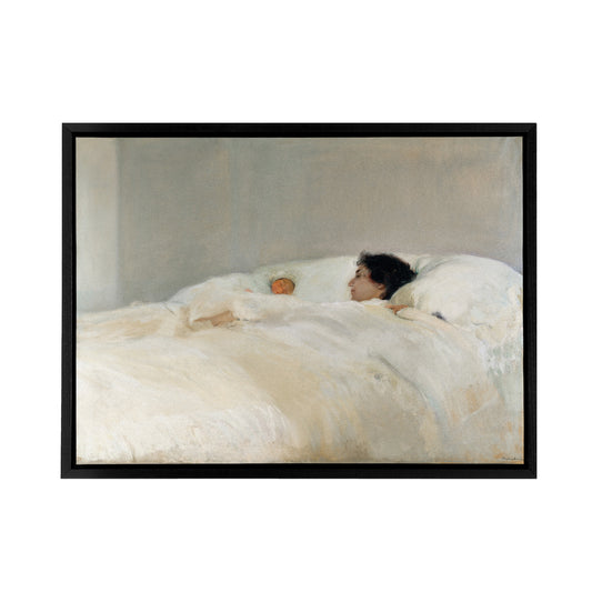 Joaquin Sorolla Y Bastida Mother Black Framed Canvas Wall Art Print