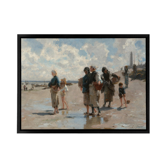 John Singer Sargent Fishing For Oysters Black Framed Canvas Wall Art Print