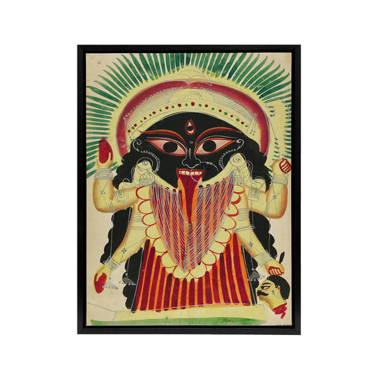 Hinduism Deity Indian Goddess of War Kali Black Framed Canvas Art Print