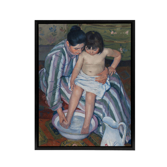 Mary Cassatt The Child's Bath Black Framed Canvas Wall Art Print
