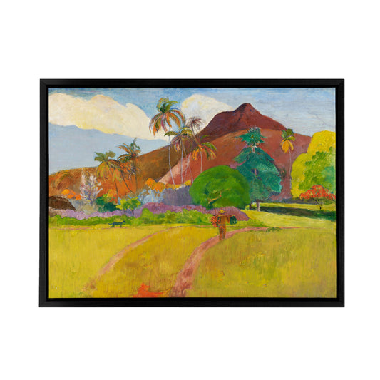 Paul Gauguin Tahitian Landscape Black Framed Canvas Wall Art Print